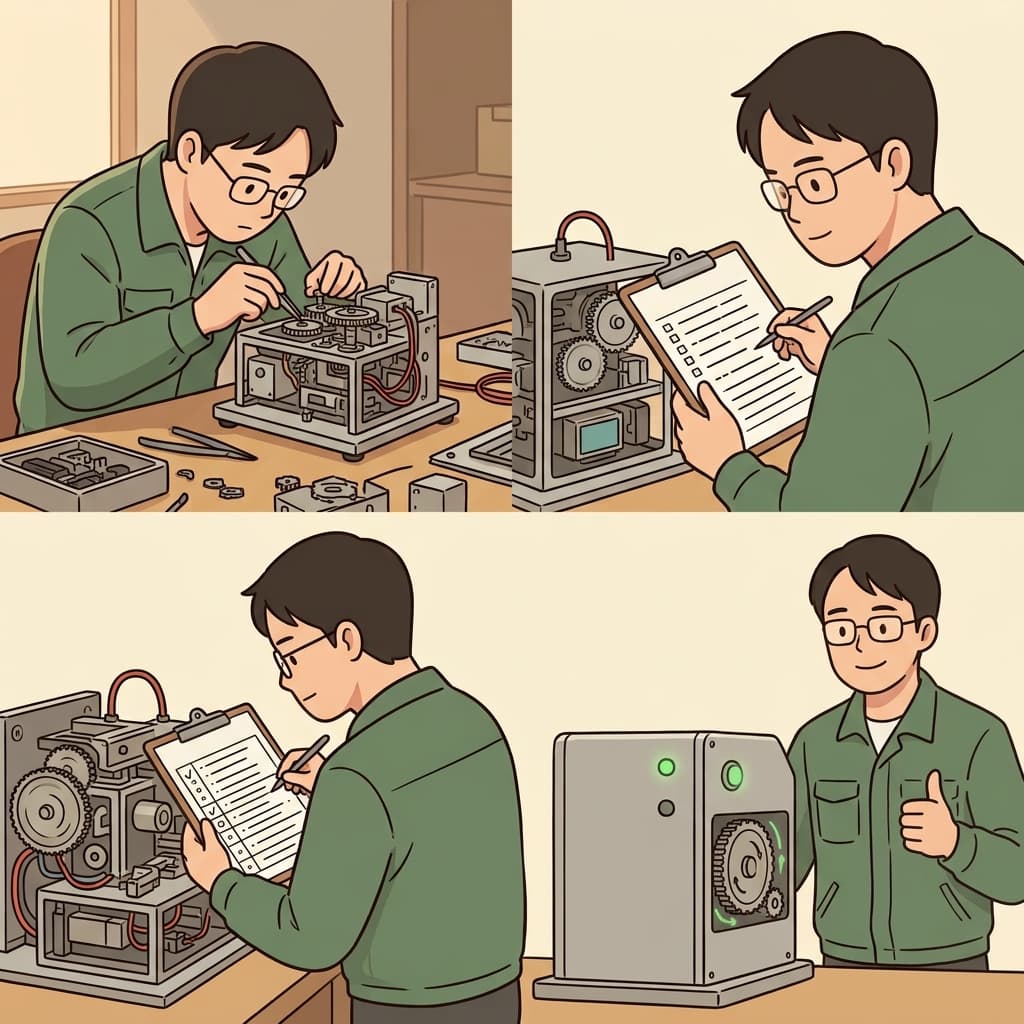 He worked conscientiously, checked everything carefully, and finished successfully.