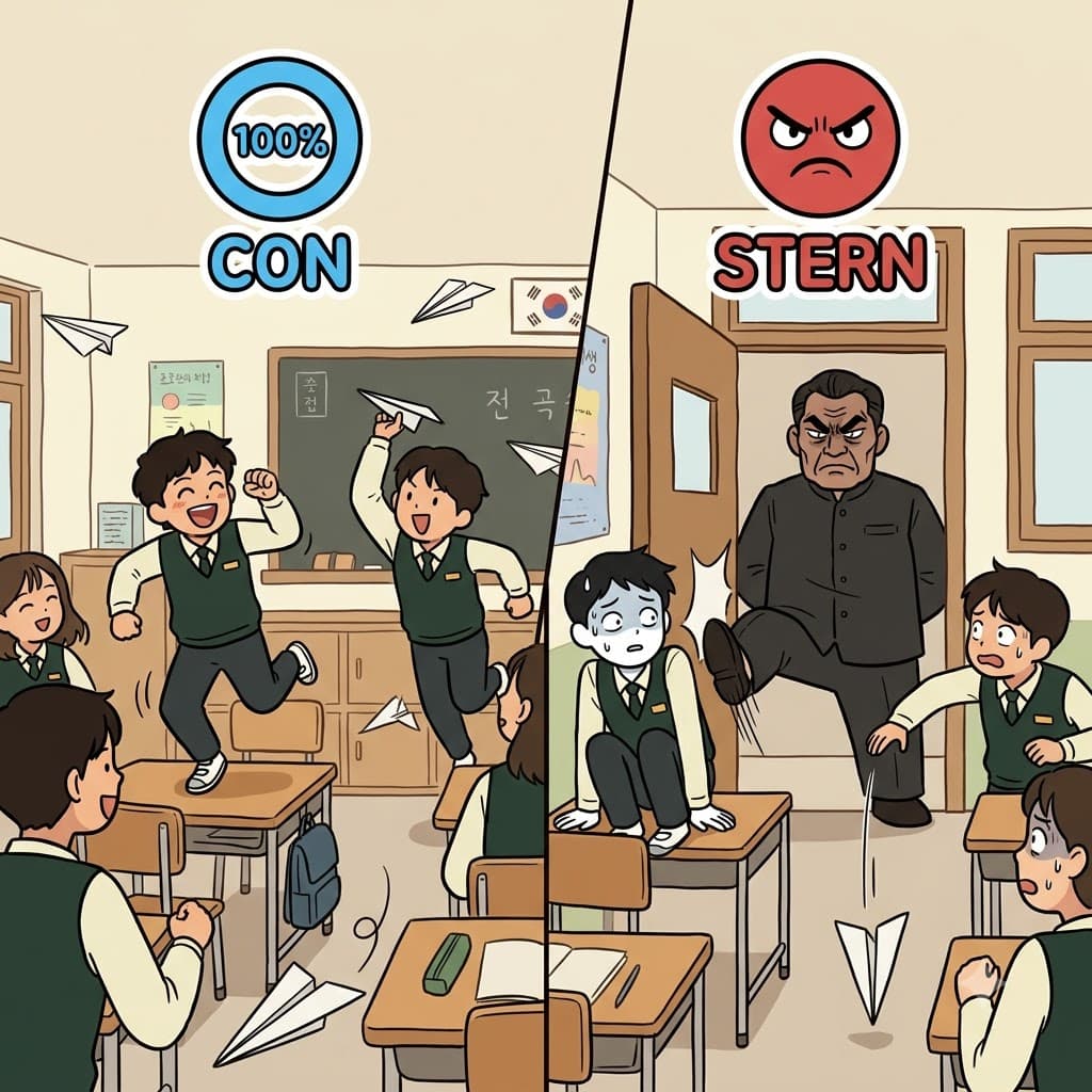 CON(completely) + STERN(strict) — seeing the principal's completely STERN and angry face, the noisy students froze in sudden consternation.