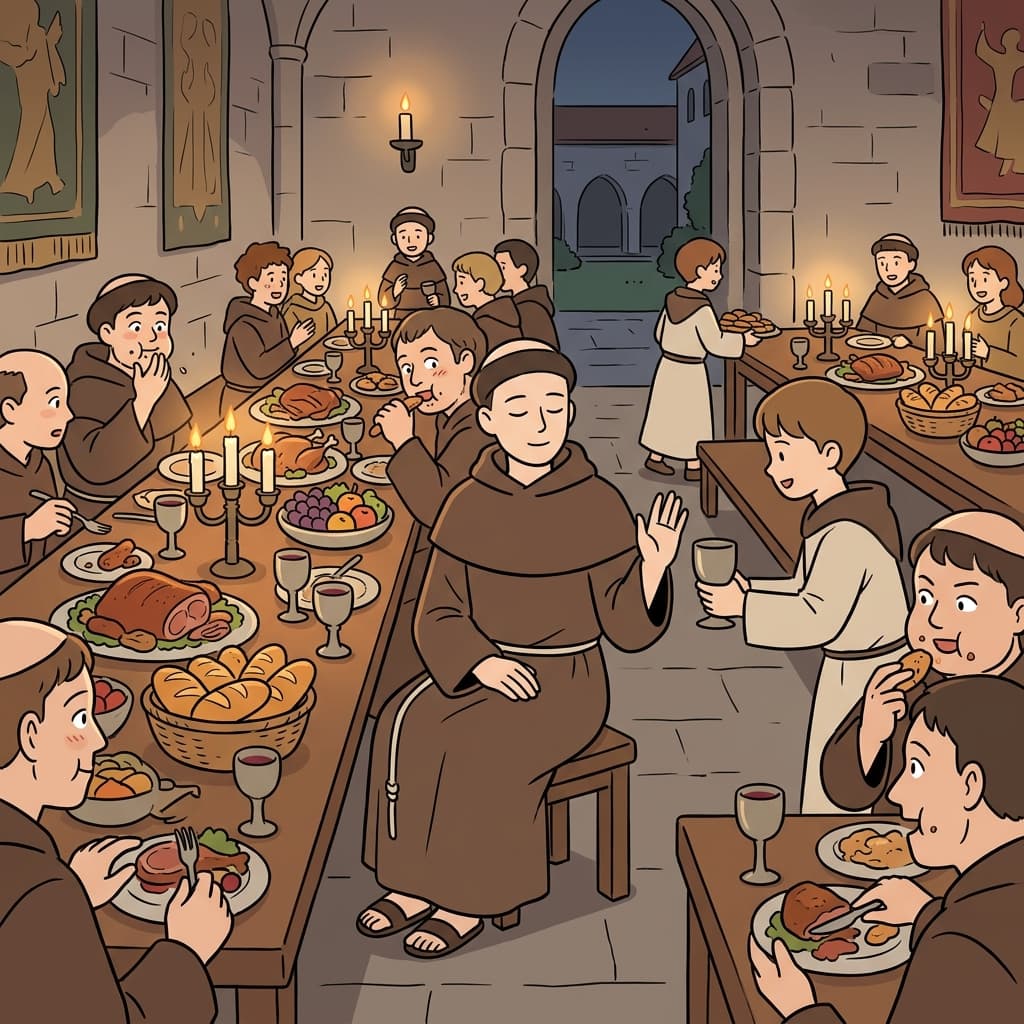 The monk practiced continence, refusing the feast laid before him.