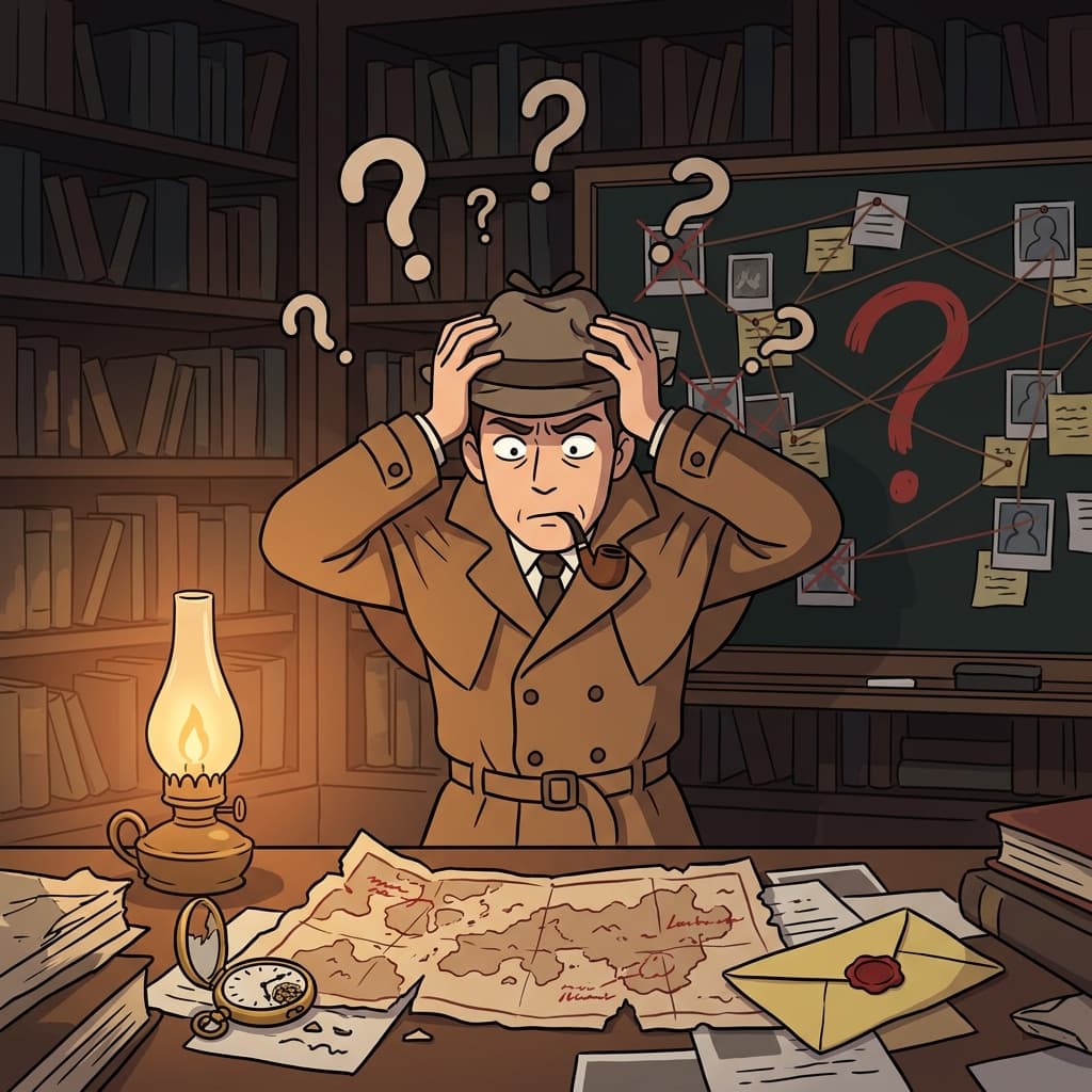 The detective stared at the locked room, facing a baffling conundrum with no clear answer.