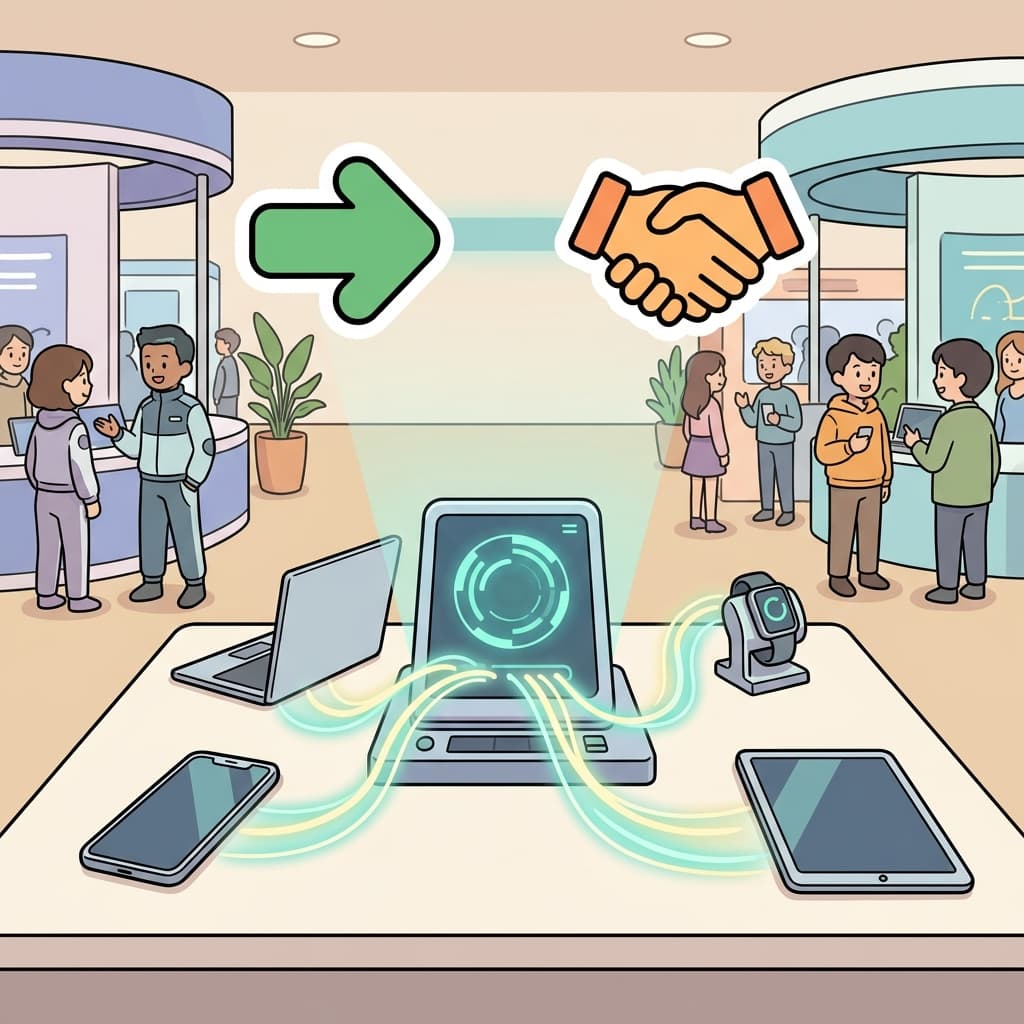 The convergence of technology changed modern communication. (➡️ Come Together + 🤝 Merge → Convergence)