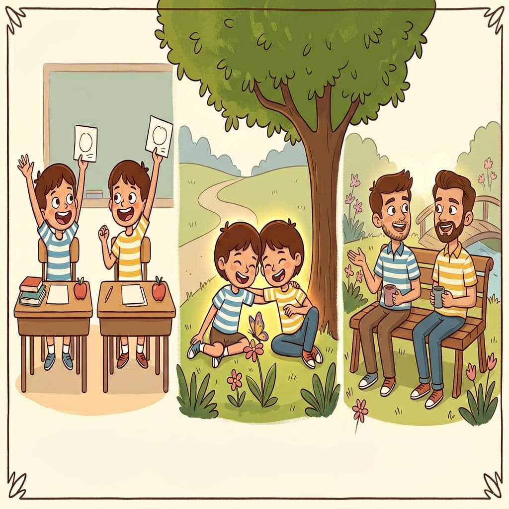 The twins smiled correspondingly, built a strong bond, and remained close beyond childhood.