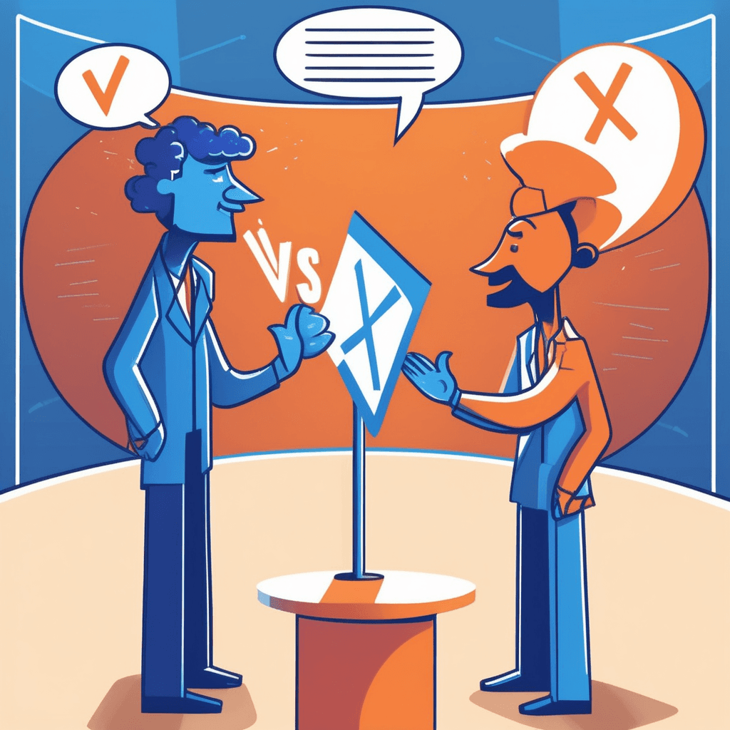 A counterargument speaker challenges claims with opposing evidence on stage