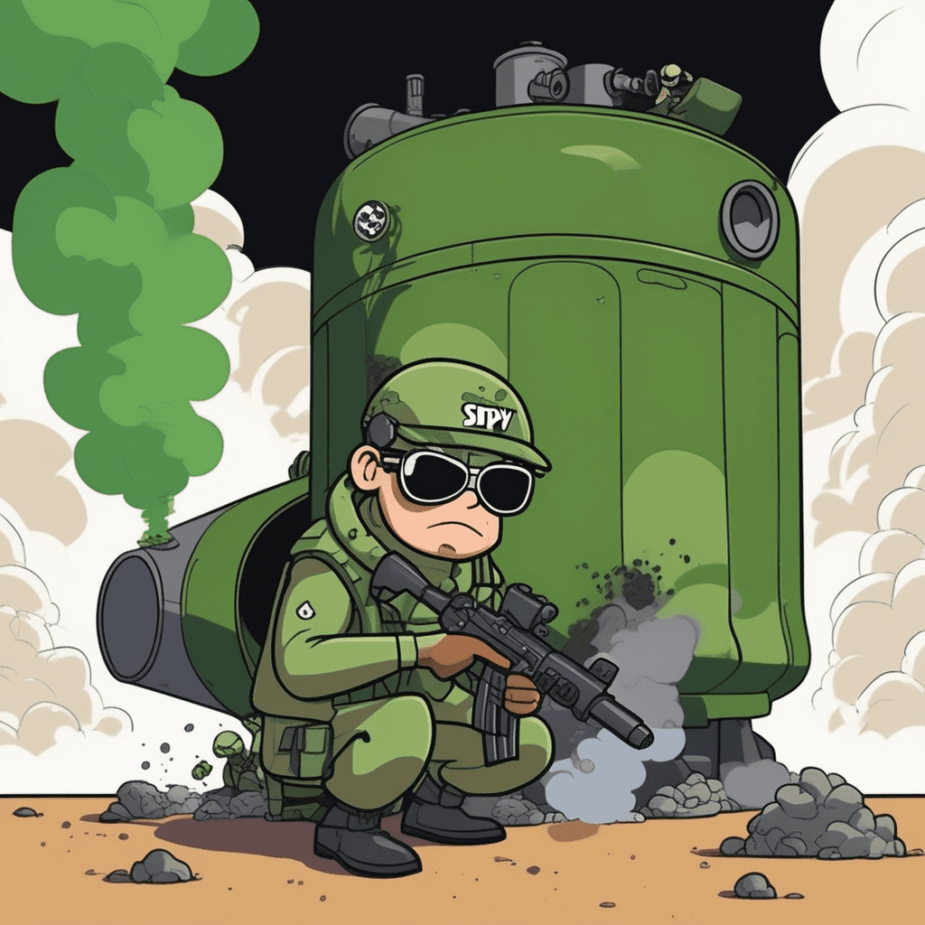CO tank provides cover for the spy in a vert vest - covert operations!