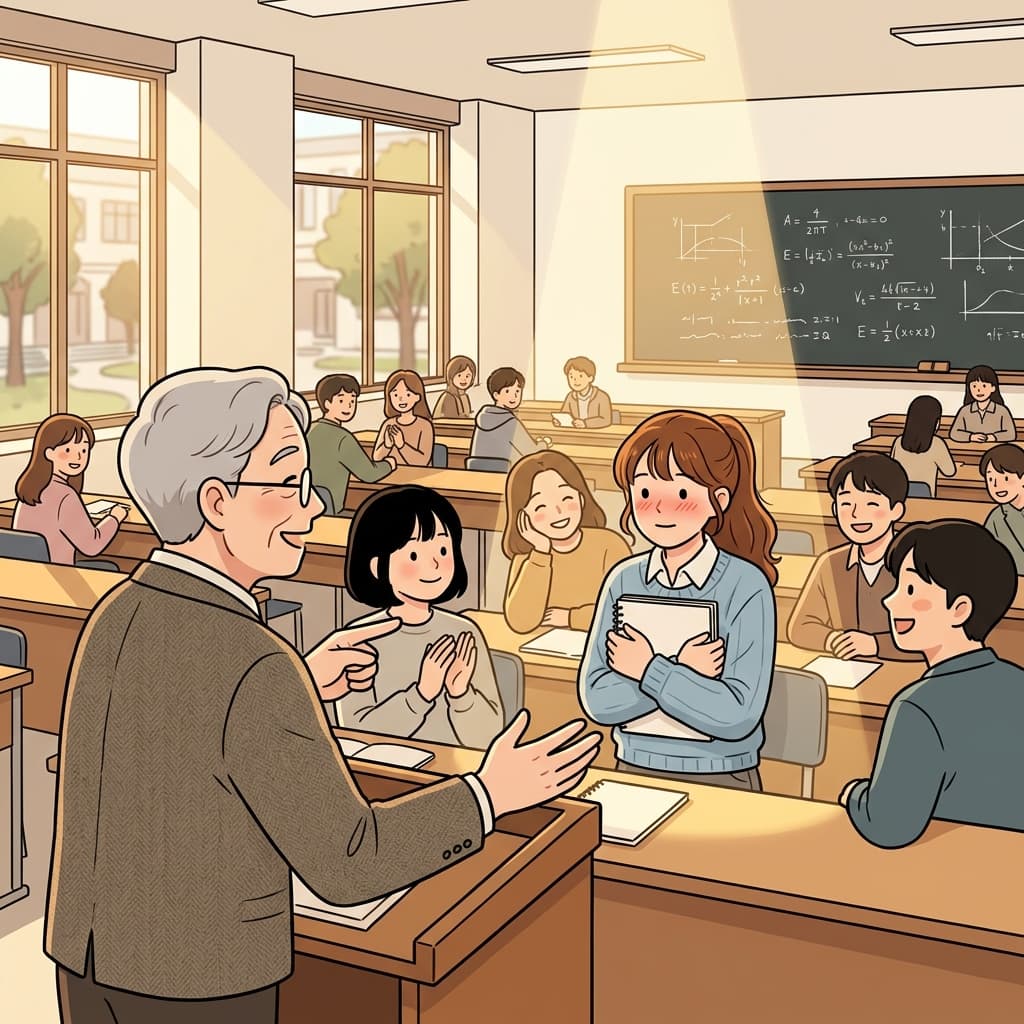 The professor gave her credit for the brilliant idea during the lecture.