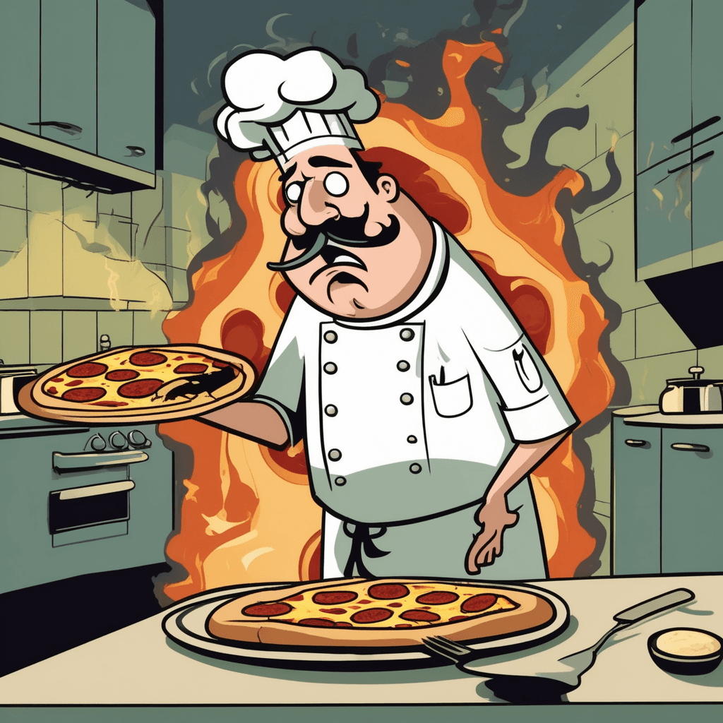 The pizza I cooked came out crooked when I looked!