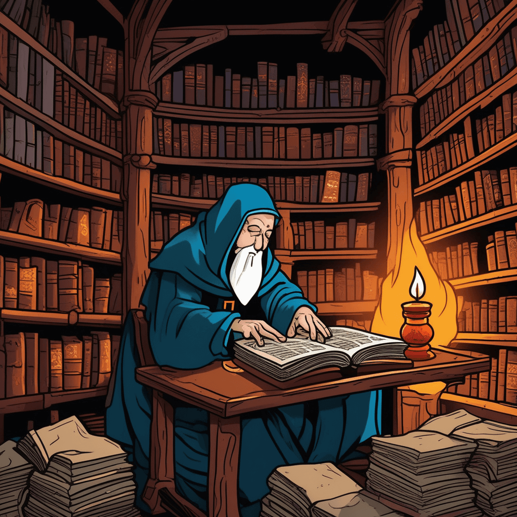 In his cubicle, the clerical monk copies biblical texts!