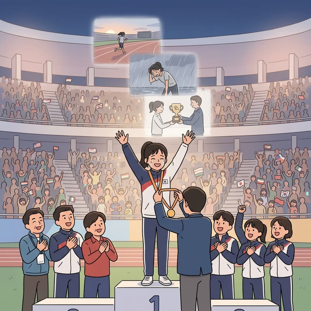 Years of training culminate in her Olympic gold medal moment.