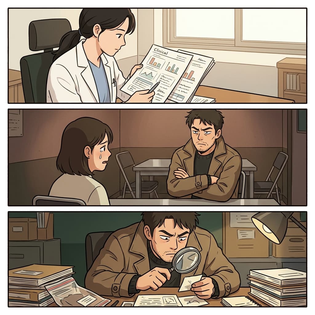 After the clinical report, the cynical detective became even more skeptical of everyone's story.