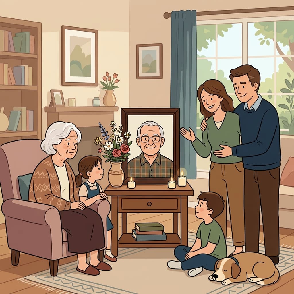 The family gathered to honor their deceased grandfather.