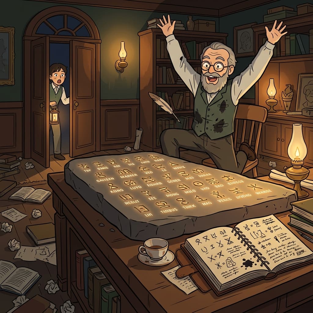 After years of study, the scholar finally achieved the decipherment of the ancient stone tablet.