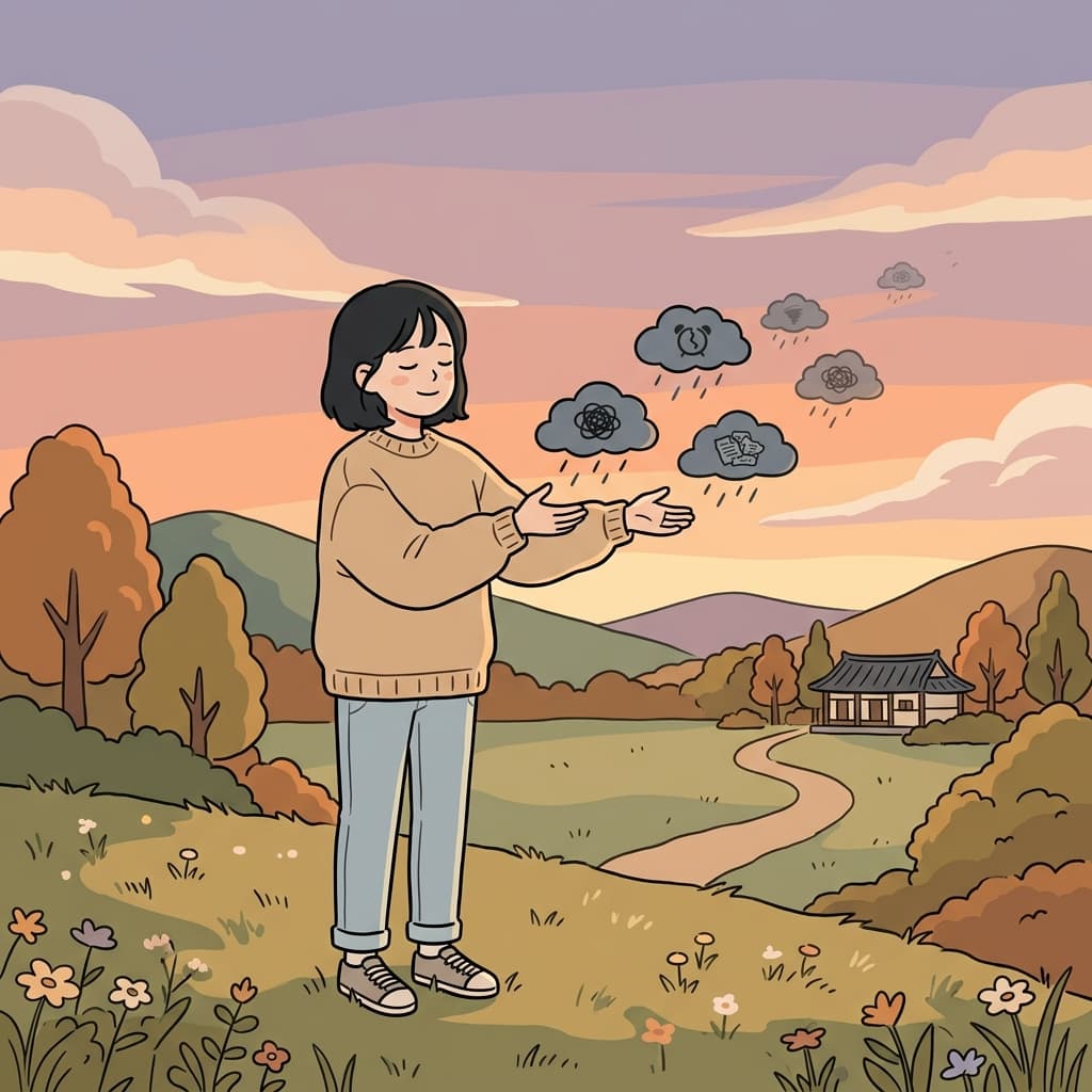 Stress decreased after she released her worries and found peace.