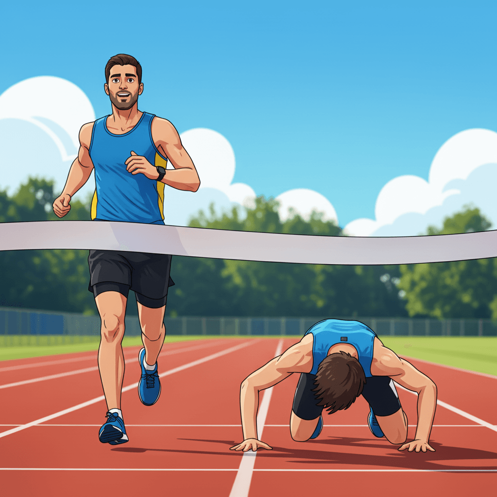 Total defeat — can’t compete, lost his seat, forced to retreat.