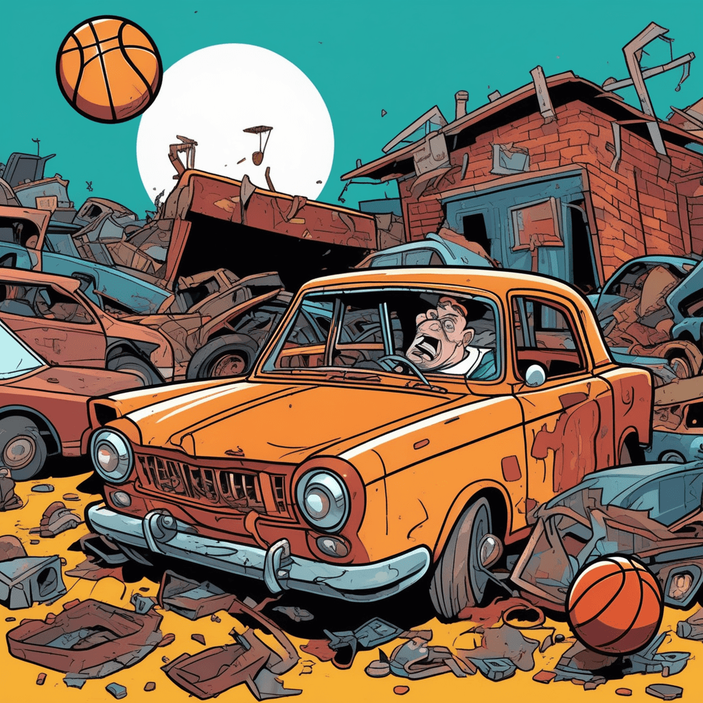 The defunct car got dunked and junked!
