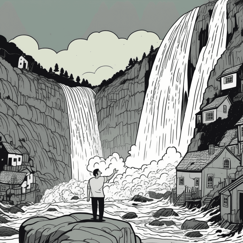 Del points at HUGE flood - deluge destroys everything below!