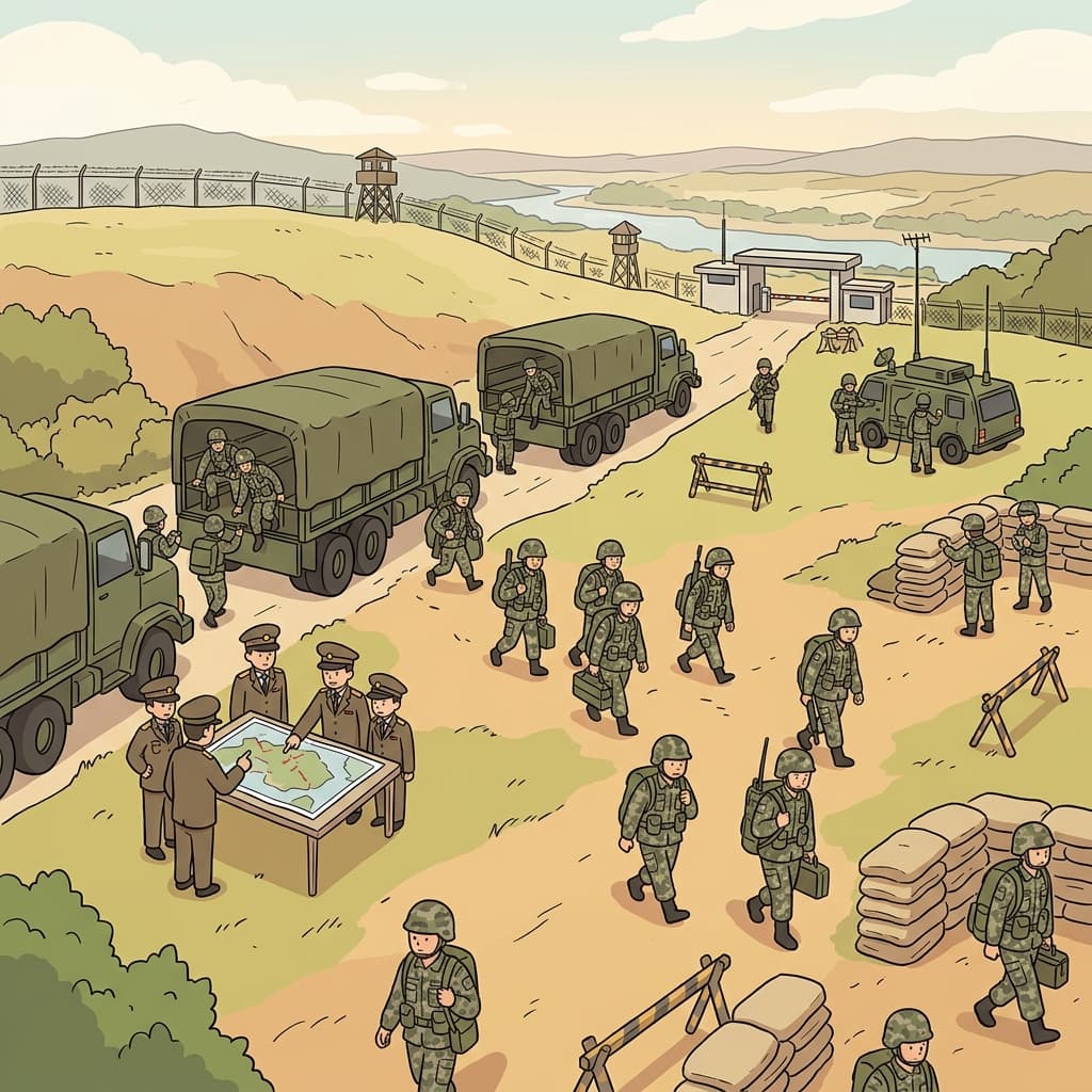 The deployment of soldiers strengthened the border's defenses.