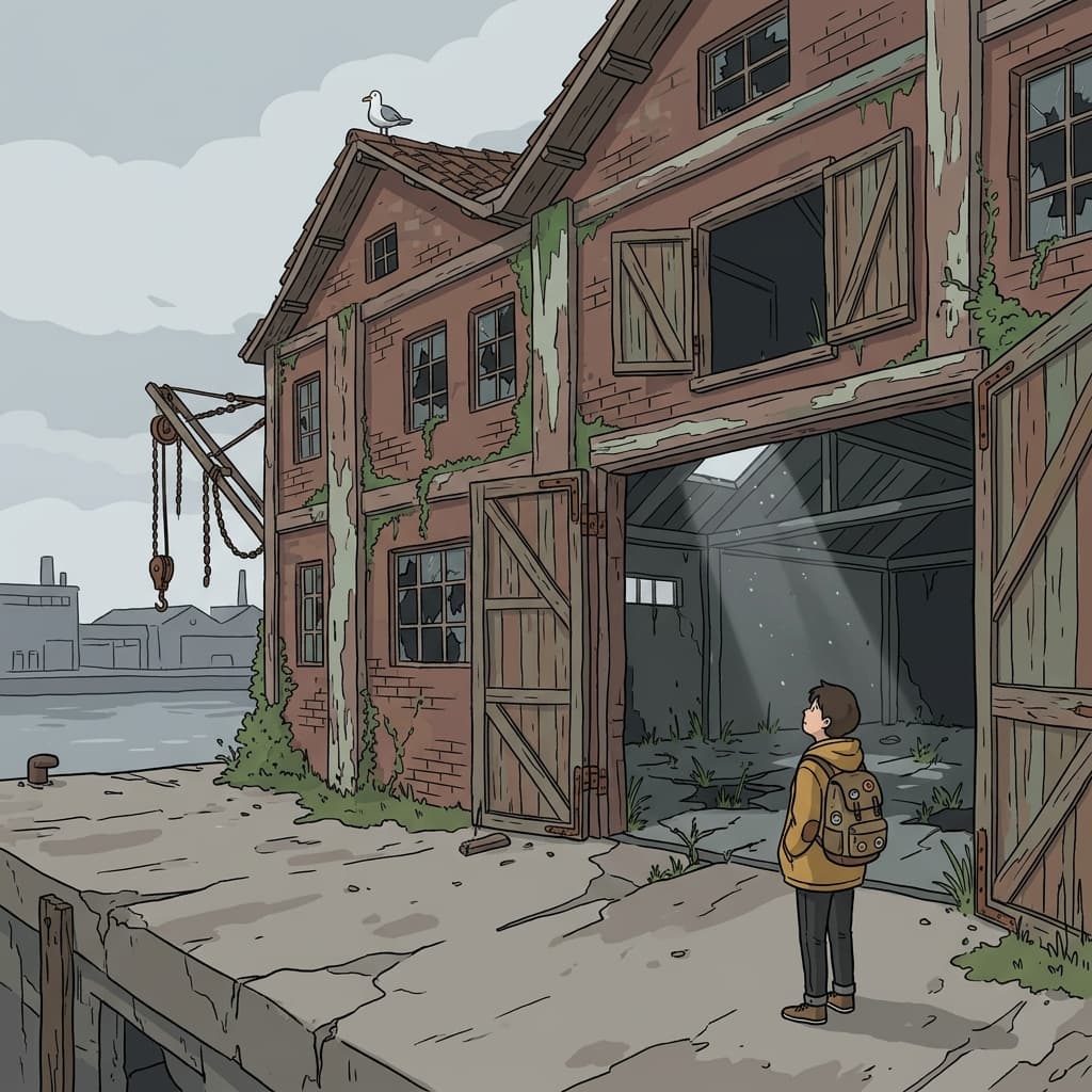 The derelict warehouse by the harbor has been empty for decades.