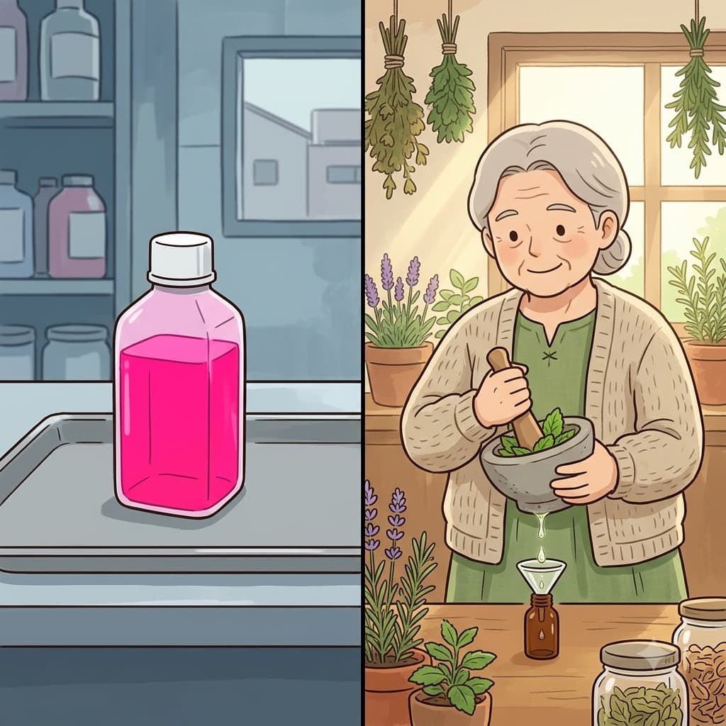 While synthetic drinks came from factory bottles, the fresh peppermint oil seemed to derive from sweet herbs picked in the sunny garden.