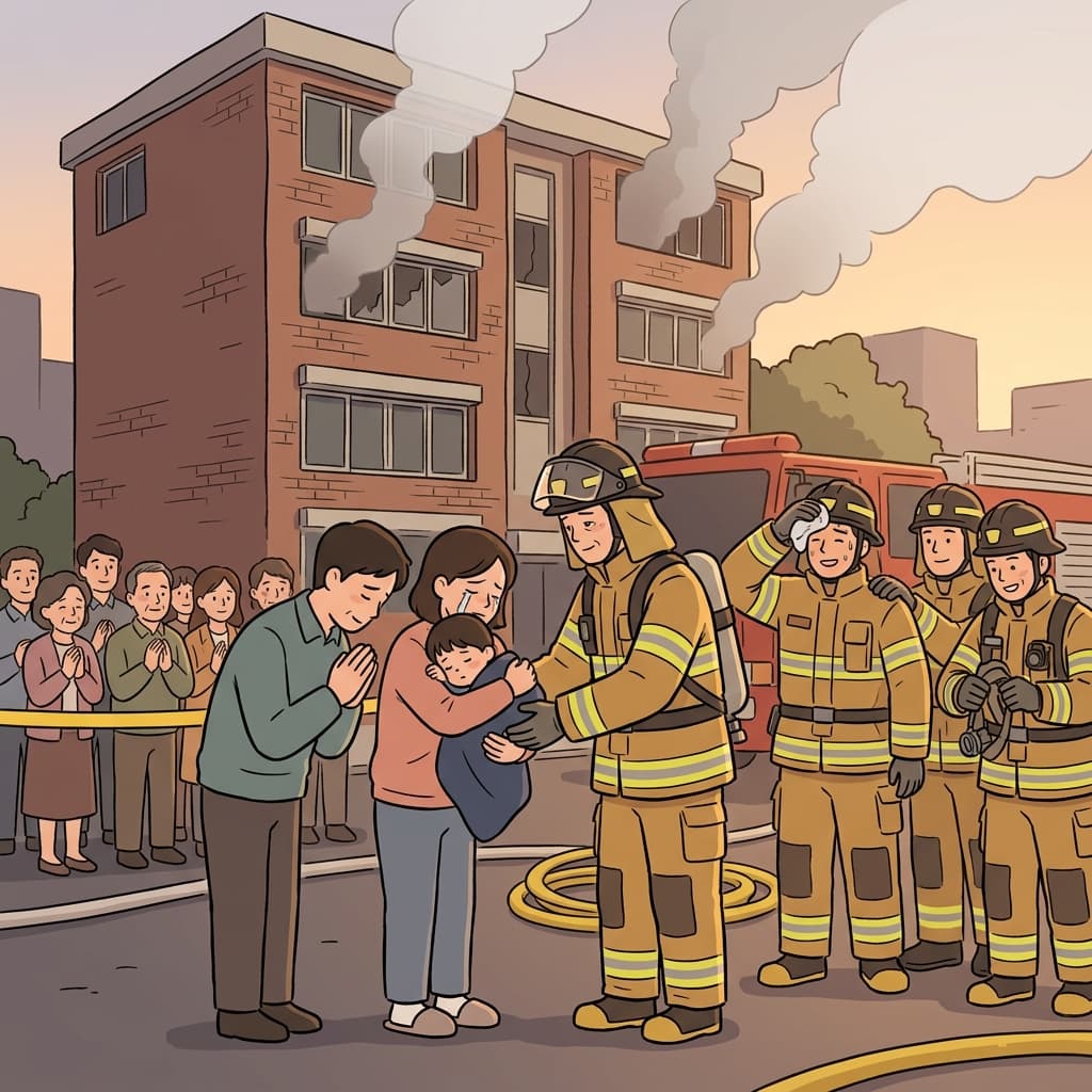 The firefighter deserved everyone's respect after risking his life to save the family.