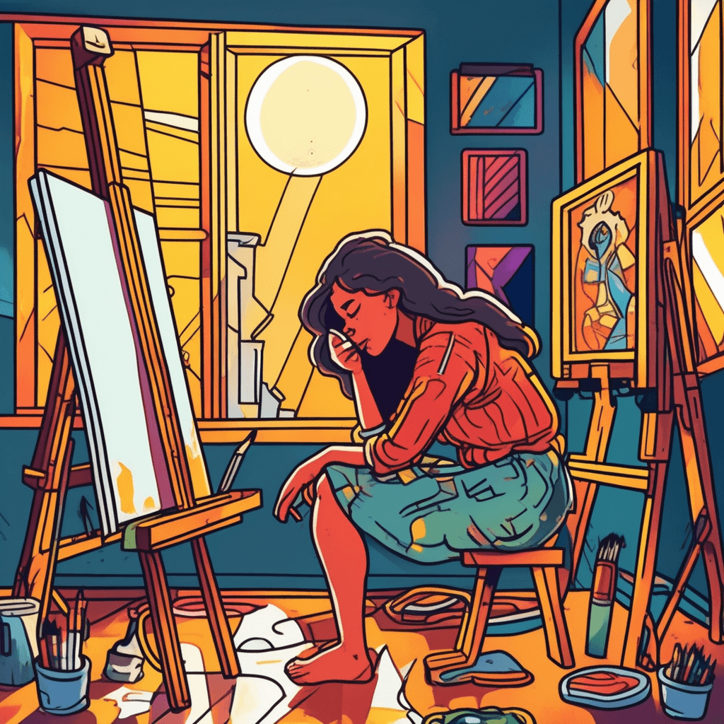 Though tired, she becomes inspired to paint what she desired!