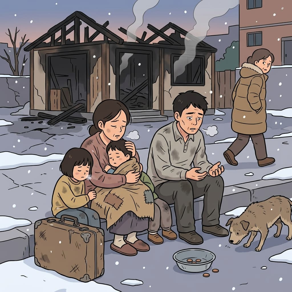 The family faced destitution after losing everything in the fire.