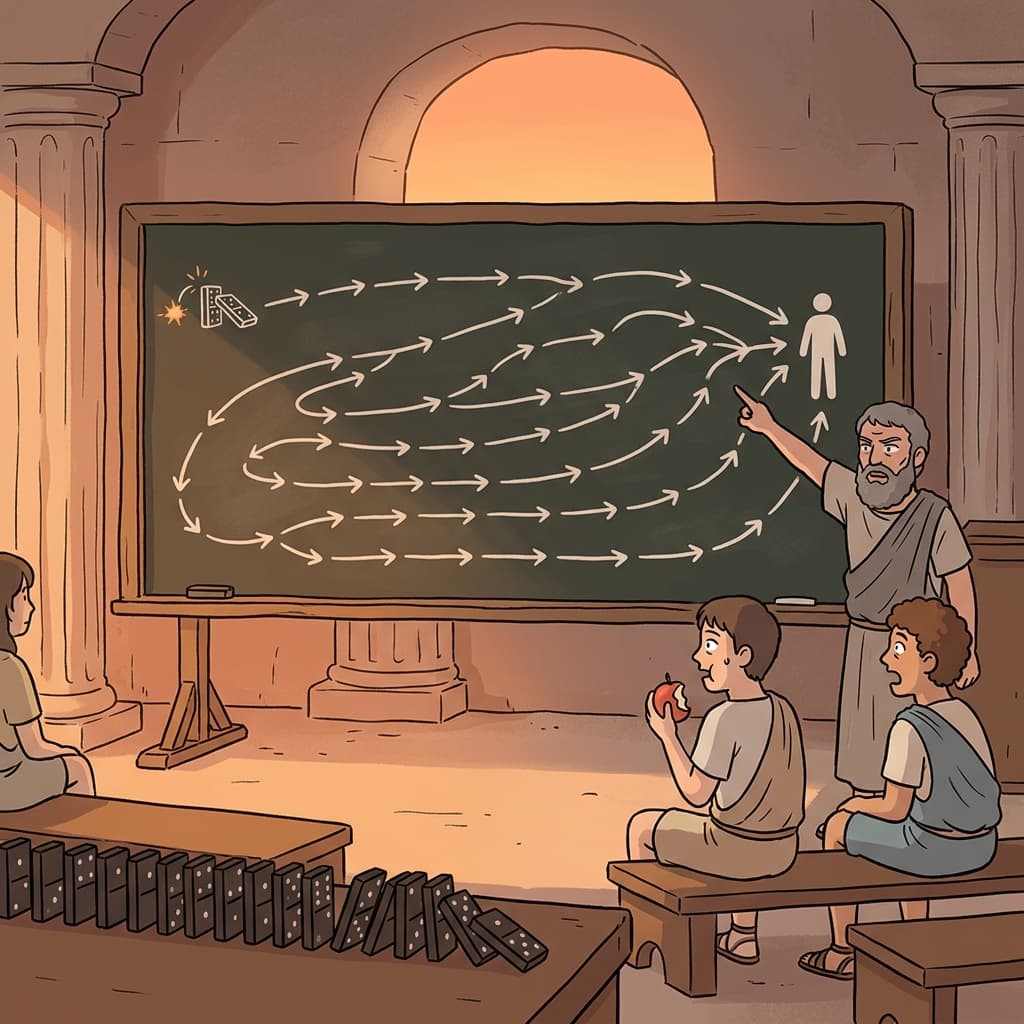 The philosopher argues that determinism means every choice was already set in motion long ago.