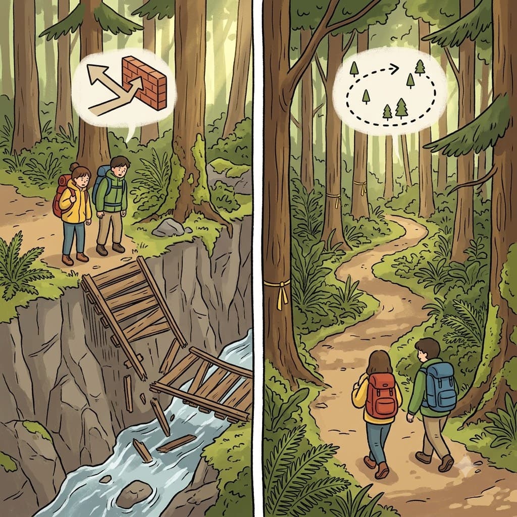 DE (away) + TOUR (journey) — by turning DE (away) from the broken bridge to take a longer TOUR (journey) through the forest, the travelers safely completed their detour.