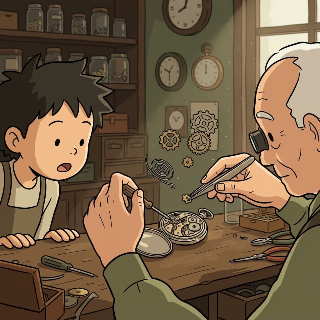 The watchmaker's dexterous fingers assemble the tiny gears without a single slip.
