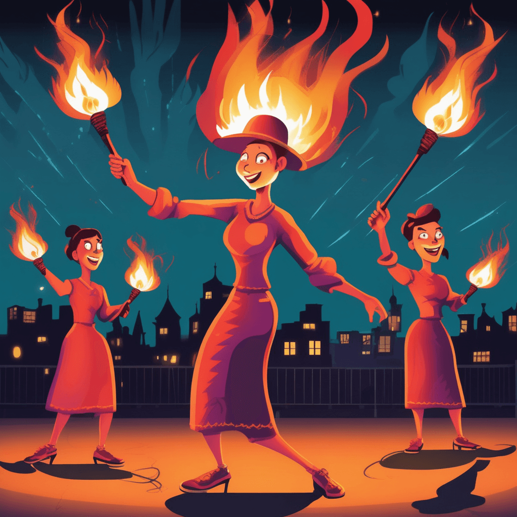 The ambidextrous performer shows dexterous fire mastery!