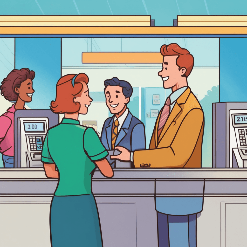 a friendly customer points to each individual number on a reference card while speaking to the bank teller. The customer's finger moves from one single number to the next in sequence. The teller carefully writes down each separate number as it's given. The numbers combine to form a complete account number as the process continues. The bank teller nods with understanding while organizing the individual numbers into the full sequence. Other customers wait patiently in line behind them. individual numbers from 0 to 9 that form part of a longer number sequence