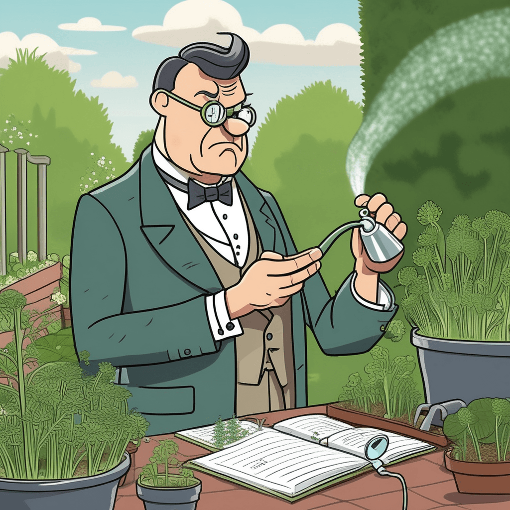 Dill-igent gentleman tends his herbs with meticulous care