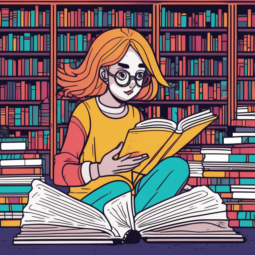 She likes to skip and flip when she dips into books!