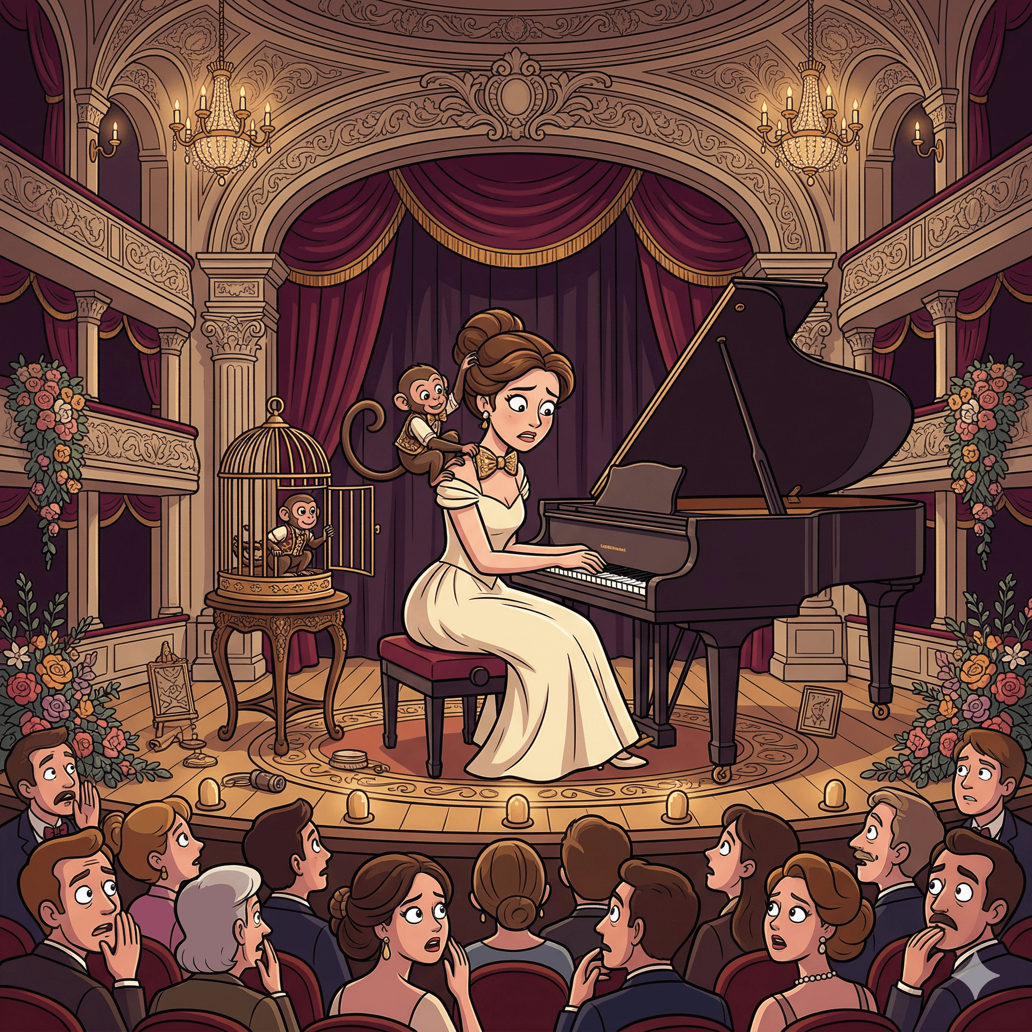Disconcert means to disturb someone's composure with an unexpected event.