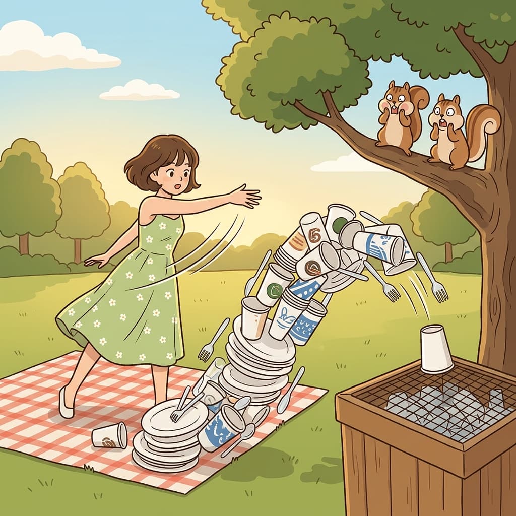 After the picnic, she tossed the disposable cups and plates into the bin.
