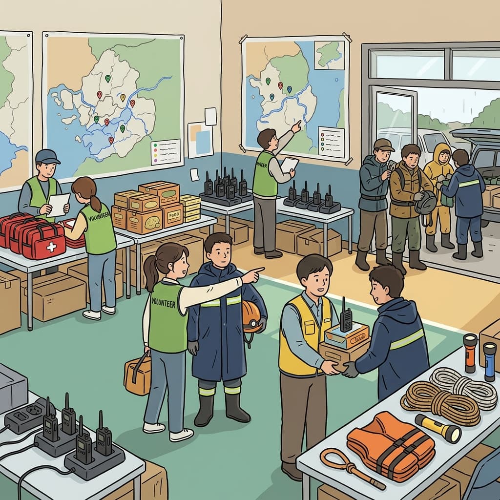 The distribution of effort, contribution of skills, and execution of the rescue saved the town together.