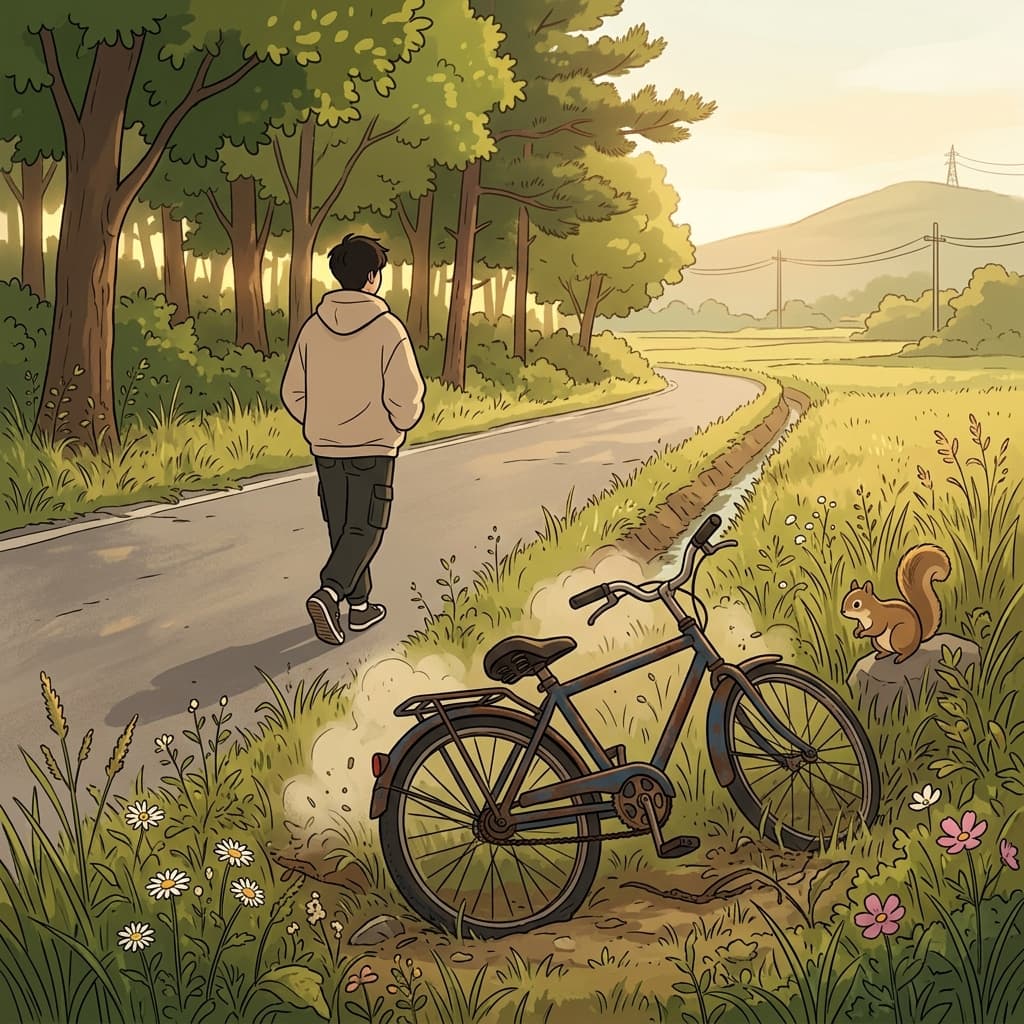 He decided to ditch his old bike by the roadside and just walk home.