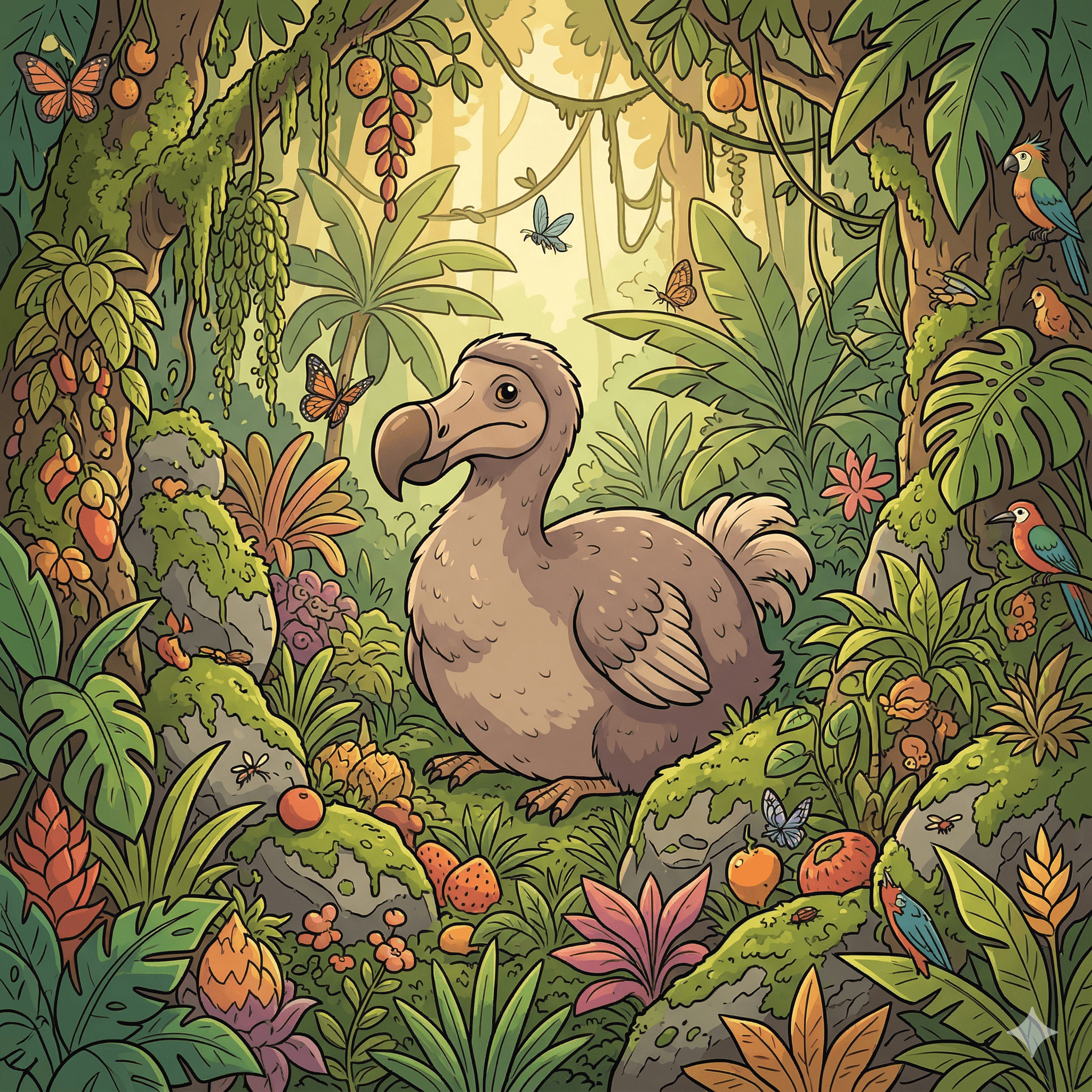 The dodo was a flightless bird that lived on the island of Mauritius before it became extinct.