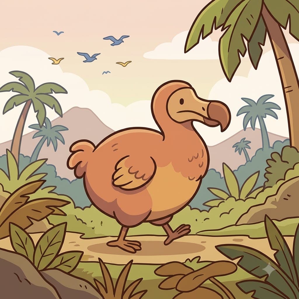 The dodo walked slowly across the island because its small wings could not lift its heavy body into the air. (Think of the dodo bird as the classic flightless island bird. : DODO → SMALL WINGS → WALKS INSTEAD OF FLIES)