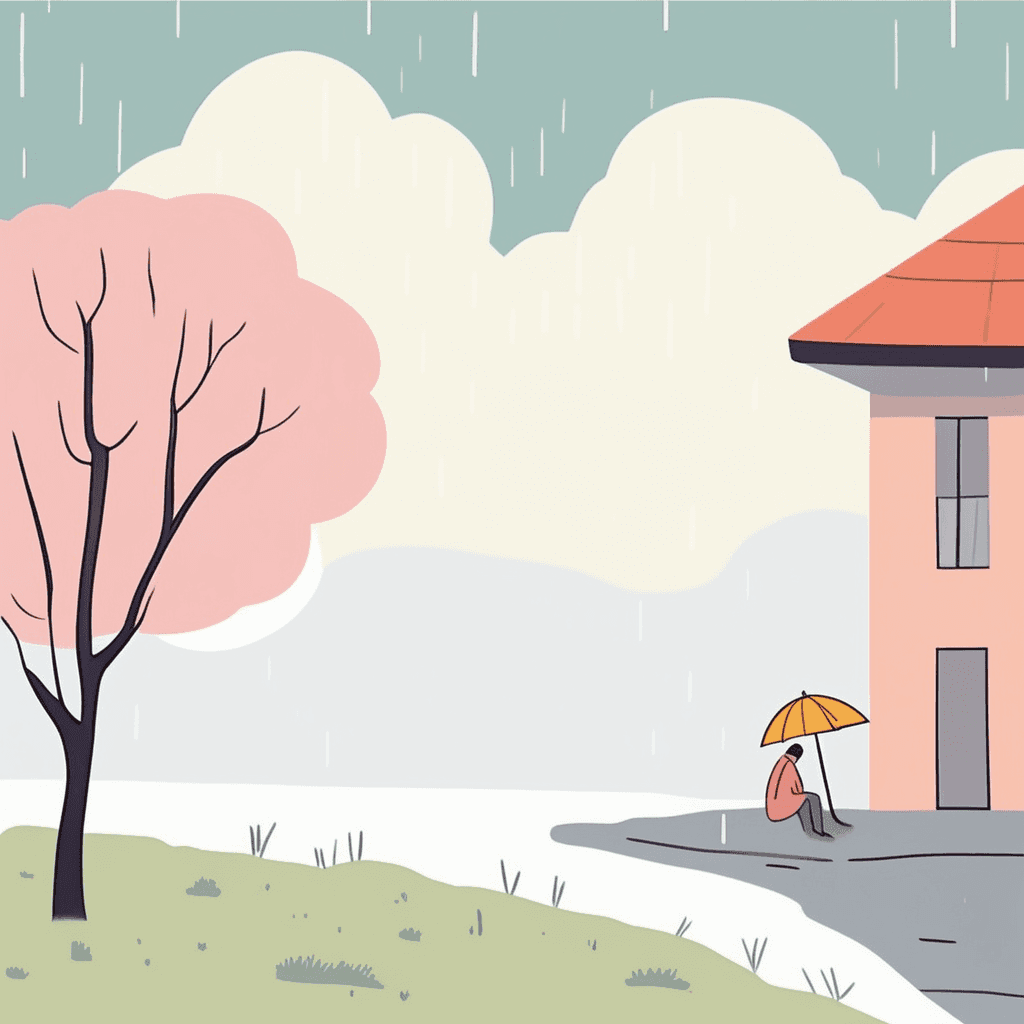 Dull, bleak, and depressing; lacking in cheerfulness or interest. Often describes weather, places, or situations that feel monotonous and gloomy.