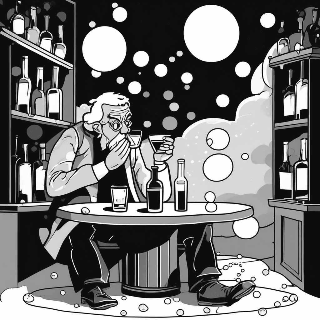 The more he's drinking and thinking, the deeper his clarity's sinking!
