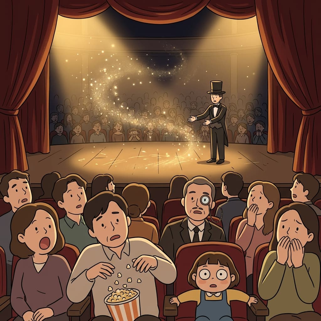 The magician's final trick dumbfounded the entire audience into stunned silence.