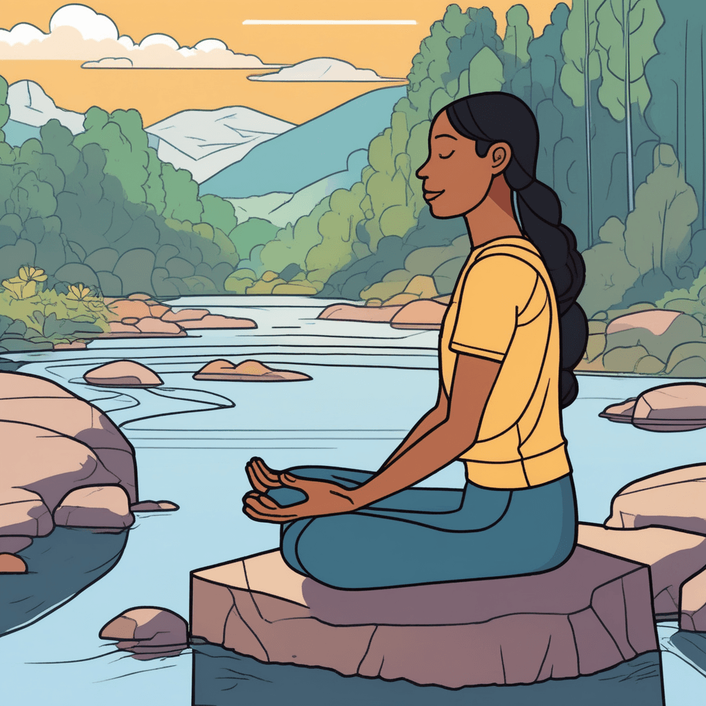 Easy-going by the flowing water, showing inner peace!