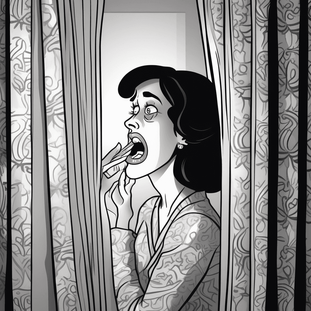 Behind the backdrop, she sheds a teardrop as she eavesdrops