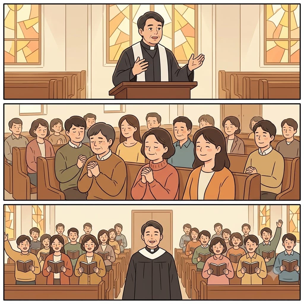 The ecclesiastic gave a fantastic sermon, and the congregation responded enthusiastically.