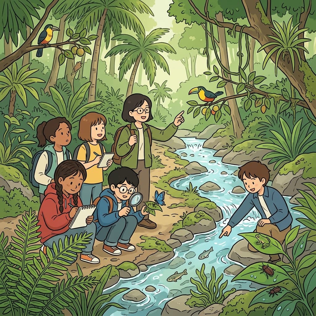 Students studied the ecology of the rainforest during their field trip.