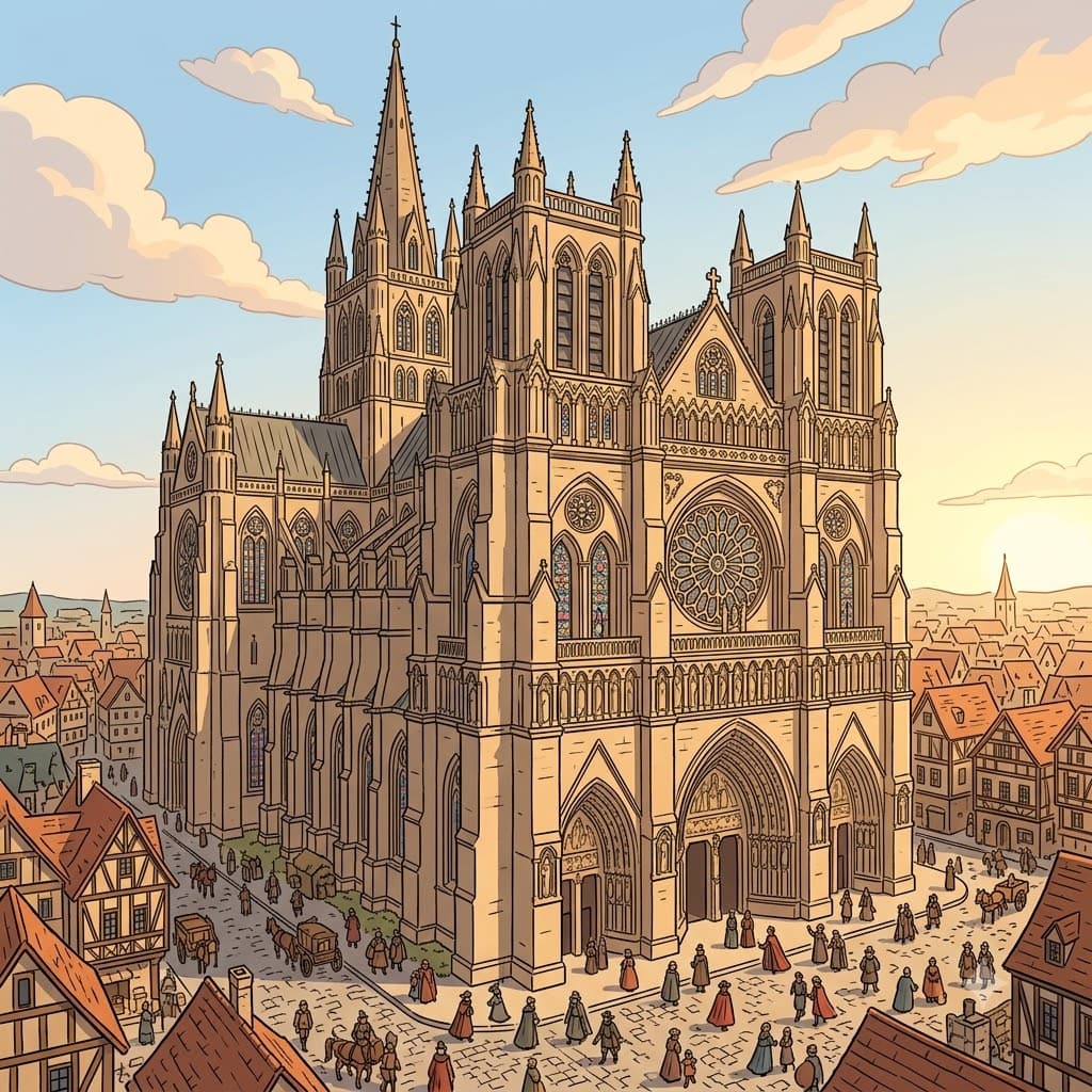 The ancient edifice stood proudly above the city for centuries.