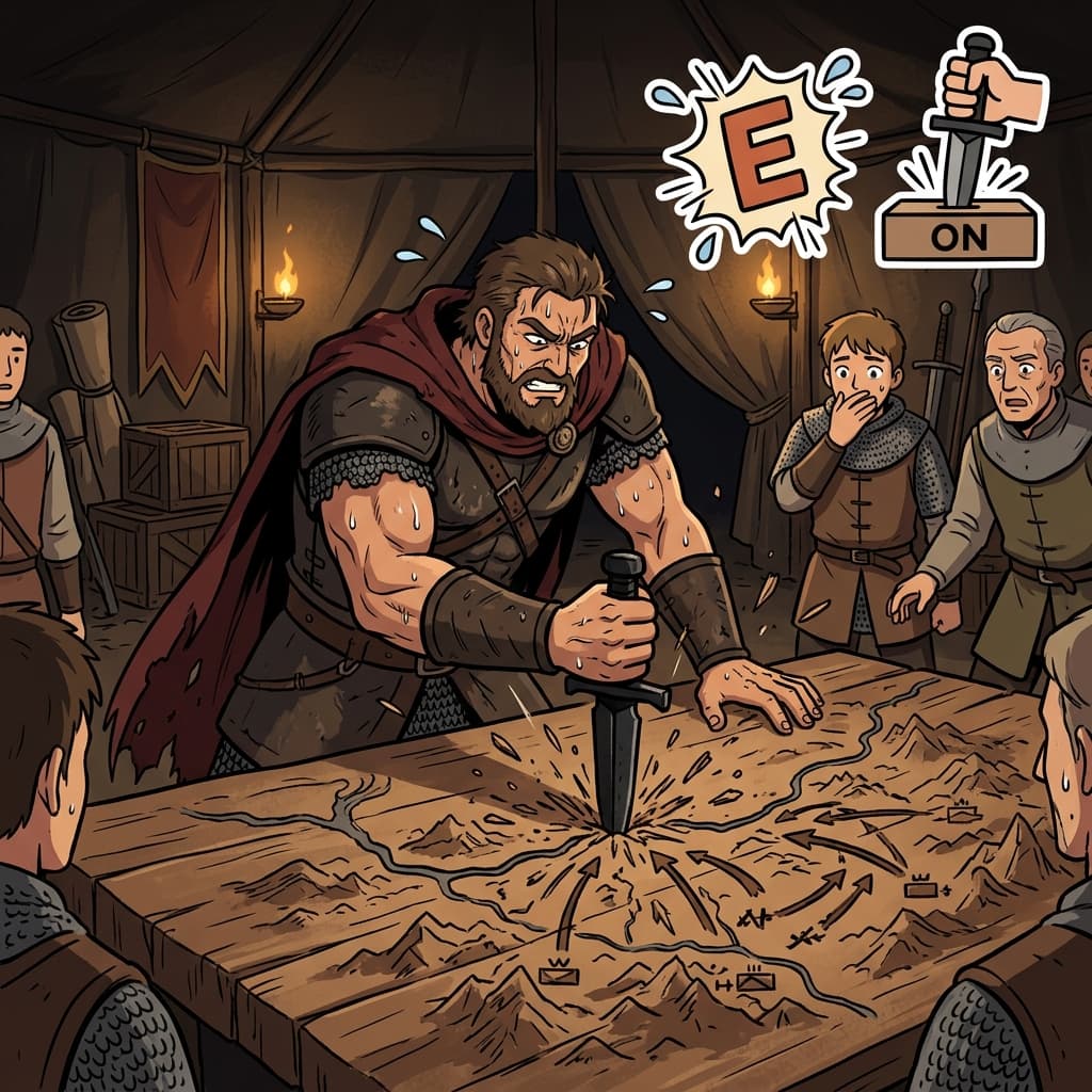 E(out) + LABOR(work/sweat) + ON(table) — to elaborate on a plan is to violently pour your physical labor out to carve a massive, detailed map directly ON the table.