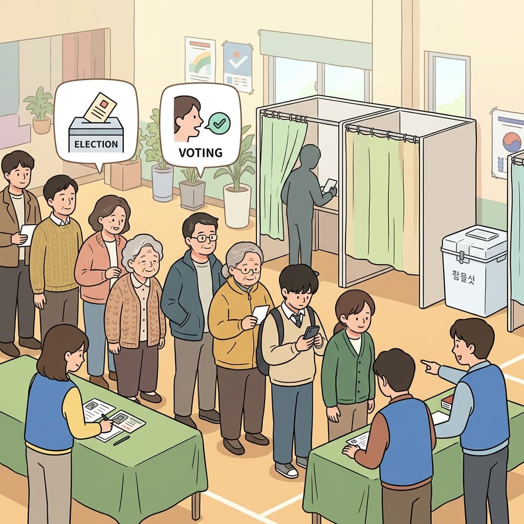The electoral system allows every citizen to vote fairly. (🗳️ Election + 🗣️ Voting → Electoral)