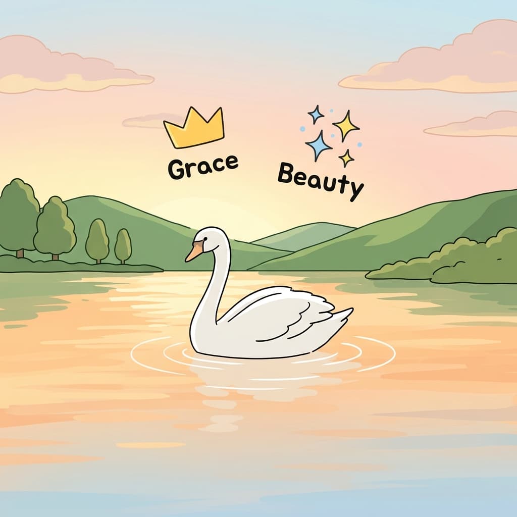 The swan floated across the lake with perfect elegance.