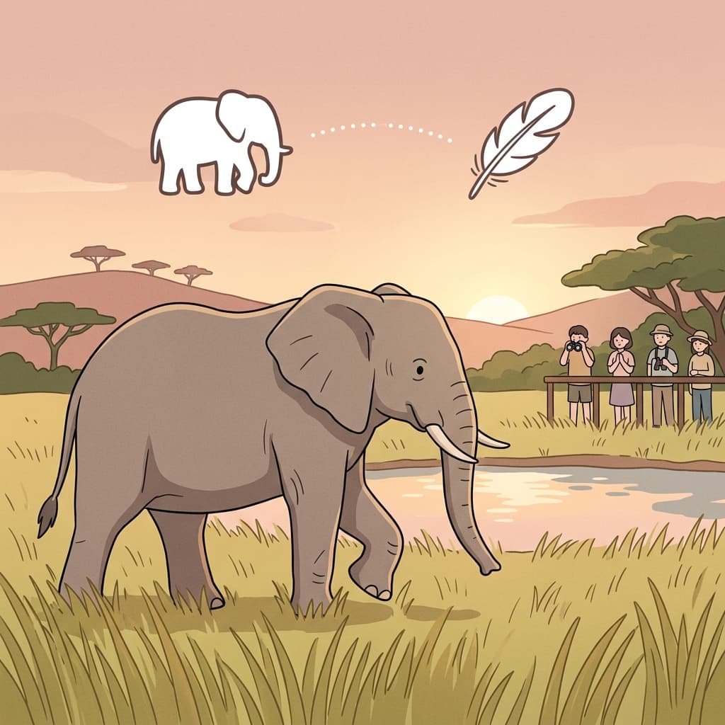 The elephant walked with slow and elegant movements across the grassland. (ELEgant → ELEphant)